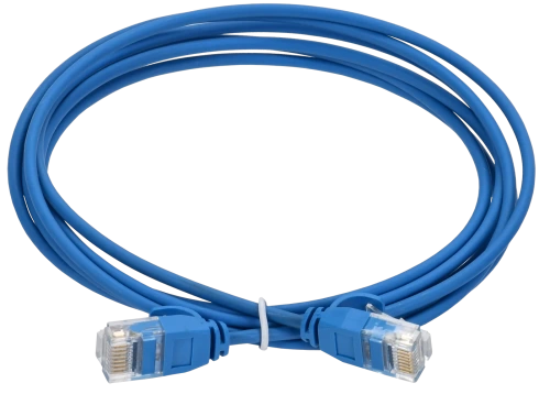 ITK Коммутационный шнур кат.5E UTP LSZH 1м slim язычок син.