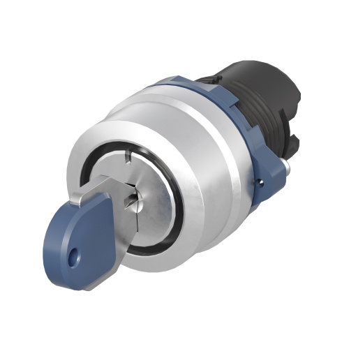 Головка переключателя с ключом на 3 положения с возвратом стандартная  ручка, черный, алюминий