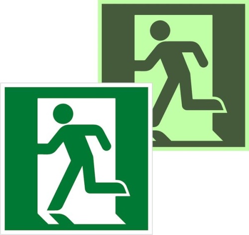 Знак металл E01-01 "Выход здесь" (200x200) фотолюминесцентный EKF PROxima