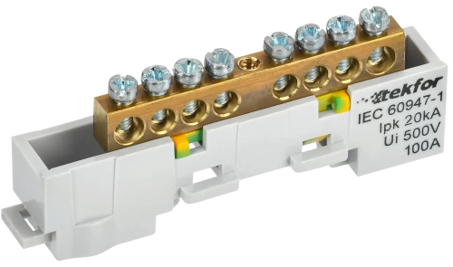 TEKFOR Шина PE "земля" неизол. на унив. держ. 6х9-8-Ж IEK