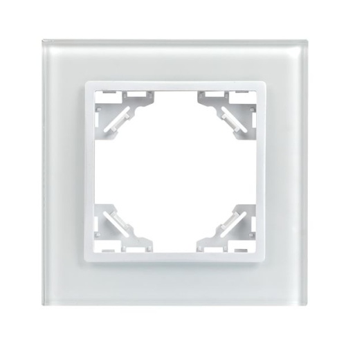 Минск Рамка 1-местная стеклянная белая EKF Basic
