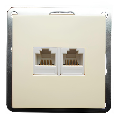 Розетка телефонная двойная 2хRJ-11 с накладкой (бежевый) LK60