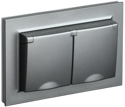 BRITE Роз. 2-я с кр. 16А в сб IP44 РСбш12-3-44-БрС сталь IEK