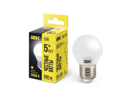 Лампа светодиодная ECO G45 шар 5Вт 230В 3000К E27 IEK