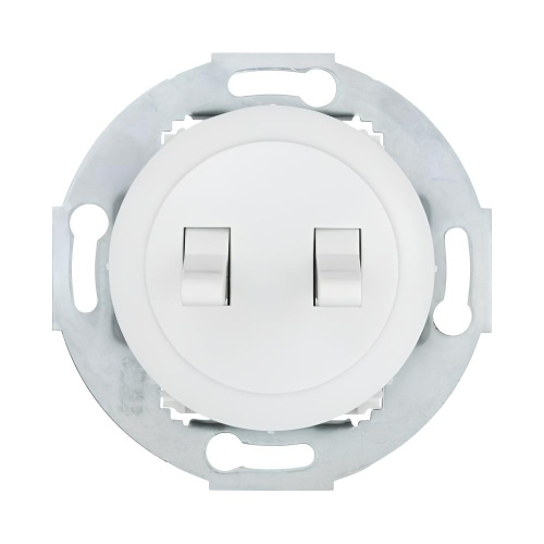 Переключатель 2-рычажковый, c двух мест (схема 6+6) 10 A, 250 B (белый) Vintage