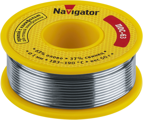 Припой Navigator 93 776 NEM-Pos05-63K-1-K50 (ПОС-63, катушка, 1 мм, 50 гр) Припой Navigator 93 776 NEM-Pos05-63K-1-K50 (ПОС-63, катушка, 1 мм, 50 гр)