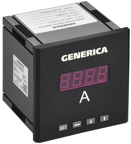 Амперметр цифр. щит. 1-ф. 96х96 LED GENERICA