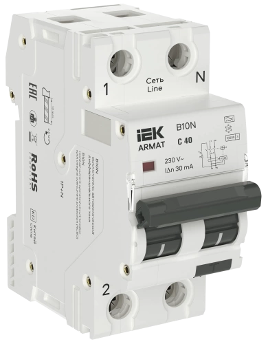 ARMAT АВДТ B10N 1P+NP C40 30мА тип A (36мм) IEK ARMAT АВДТ B10N 1P+NP C40 30мА тип A (36мм) IEK