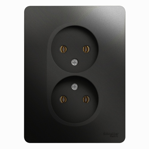 GLOSSA РОЗЕТКА двойная без заземления,16А, в сборе, АНТРАЦИТ GLOSSA РОЗЕТКА двойная без заземления,16А, в сборе, АНТРАЦИТ