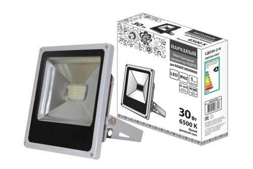 Прожектор светодиодный СДО30-2-Н 30 Вт, 6500 К, серый Прожектор светодиодный СДО30-2-Н 30 Вт, 6500 К, серый