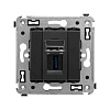 USB 3.0 розетка одинарная в стену, тип А-А, "Avanti", "Черный матовый"