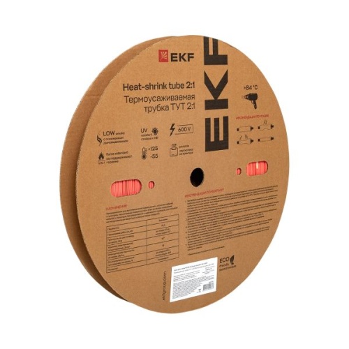 Термоусаживаемая трубка ТУТ нг 25/12,5 красная рулон EKF PROxima Термоусаживаемая трубка ТУТ нг 25/12,5 красная рулон EKF PROxima