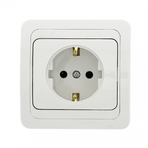 Лондон Розетка 1-местная с заземлением 16А белая EKF PROxima