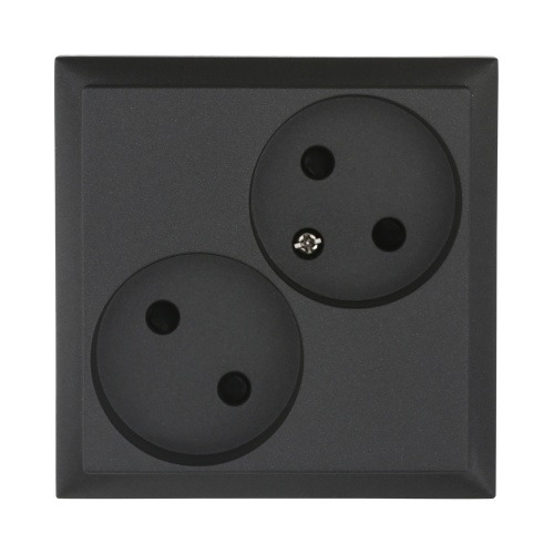 Розетка двойнаябез з/к, со шторками (черный бархат) LK60