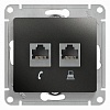 GLOSSA РОЗЕТКА двойная RJ11+RJ45, кат.5E, АНТРАЦИТ