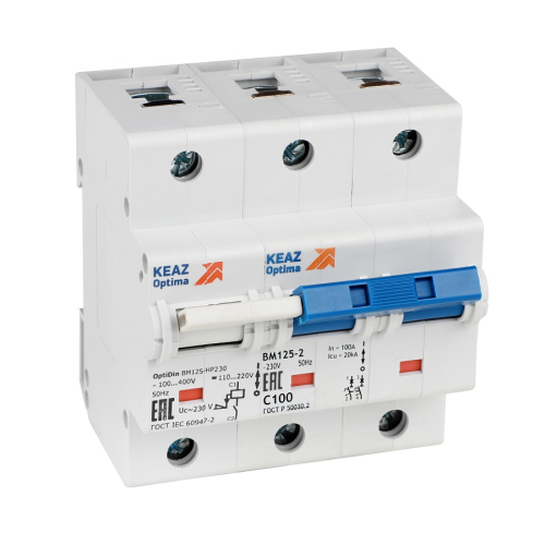 Выключатель автоматический модульный с независимым расцепителем OptiDin BM125-2NC125-НР-8ln-УХЛ3 Выключатель автоматический модульный с независимым расцепителем OptiDin BM125-2NC125-НР-8ln-УХЛ3