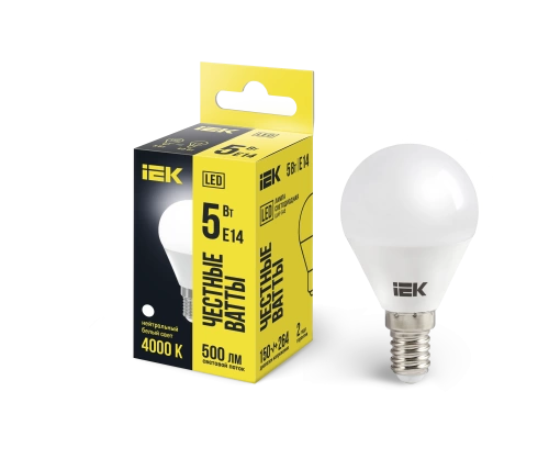 Лампа светодиодная ECO G45 шар 5Вт 230В 4000К E14 IEK