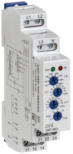Реле фаз ORF-06D 3ф. 2 конт. 127-265В AC с контр. нейтр. ONI