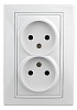 1Э-204-01  Intro Розетка 2X2P Schuko, 16А-250В, СУ, б.л., Plano, белый