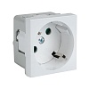 Розетка 45х45 PRO с заземлением, с защ. шторками, 45 градусов, белая EKF