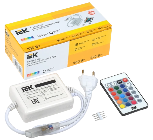 Контроллер с ПДУ ИК RGB 3 канала 220В 3А 500Вт IEK