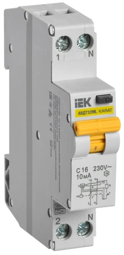 АВДТ32ML тип A С16 10мА 6кА 18мм, 1модуль KARAT IEK