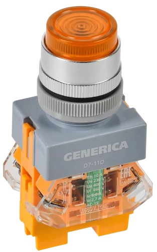 Кнопка D7-11D d=22мм 1з+1р с подсв. жел. GENERICA