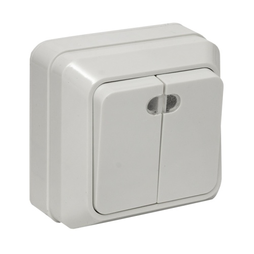 Рим Выключатель 2-клавишный с индикатором 10А белый EKF Рим Выключатель 2-клавишный с индикатором 10А белый EKF