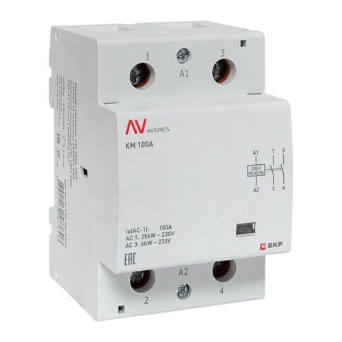 Контактор модульный КМ 100А 2NО 230VAC (3 мод.) AVERES EKF