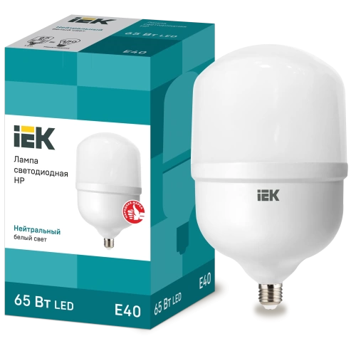 Лампа светодиодная HP 65Вт 230В 4000К E40 (кр. 1шт.) ИЭК