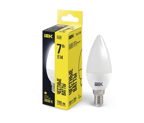 Лампа светодиодная ECO C35 свеча 7Вт 230В 3000К E14 IEK