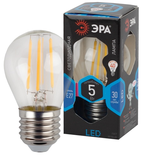 F-LED P45-5W-840-E27 Лампа ЭРА F-LED Р45-5w-840-E27