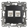 12-3108-05 Эл/ус ЭРА Розетка информационная двойная 2XRJ45, IP20, Эра12, антрацит