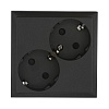 Розетка двойнаяс з/к, со шторками (черный бархат) LK80