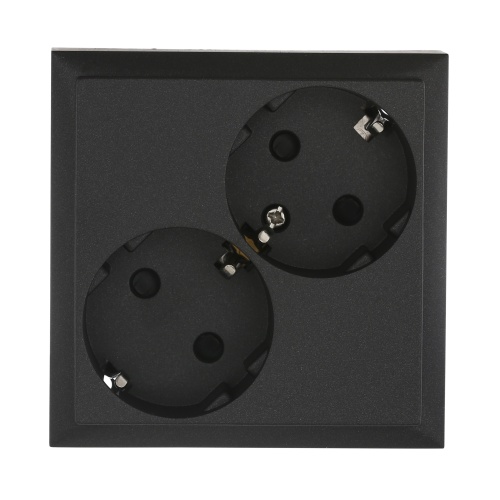 Розетка двойнаяс з/к, со шторками (черный бархат) LK80
