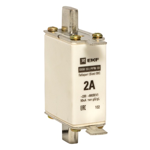 Плавкая вставка ППН-33 100/ 2А габарит 00С EKF Плавкая вставка ППН-33 100/ 2А габарит 00С EKF