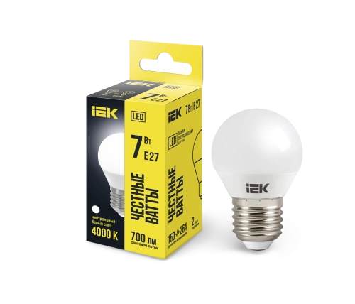 Лампа светодиодная ECO G45 шар 7Вт 230В 4000К E27 IEK