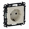 Valena LIFE.Силовая розетка 2К+З 16А 250В с защитными шторками.Безвинтовые зажимы.С лицевой панелью.Слоновая кость