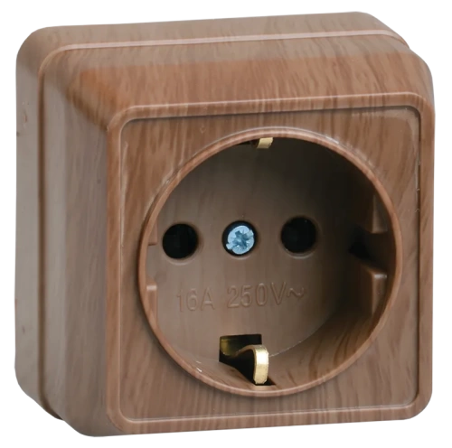 РС20-3-ОД Розетка 1местн. c з/к 16А откр.уст. ОКТАВА (дуб) (кр. 30шт.) ИЭК
