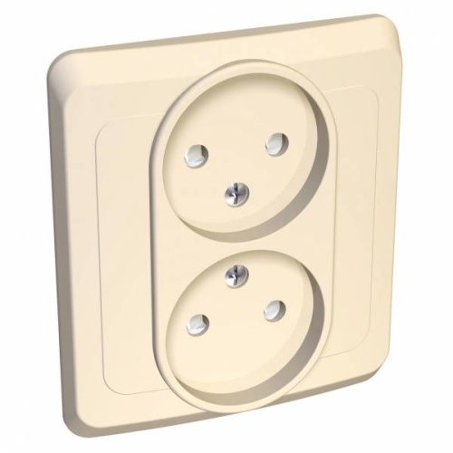 ЭТЮД С/У двойная РОЗЕТКА без заземления со штороками 16А 250B, КРЕМОВЫЙ,Россия ЭТЮД С/У двойная РОЗЕТКА без заземления со штороками 16А 250B, КРЕМОВЫЙ,Россия