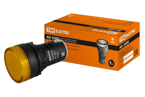 Лампа AD-22DS(LED)матрица d22мм желтый 110В AC/DC TDM Лампа AD-22DS(LED)матрица d22мм желтый 110В AC/DC TDM