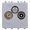 Розетка TV-FM-SAT модульная, "Avanti", "Закаленная сталь", 2 модуля