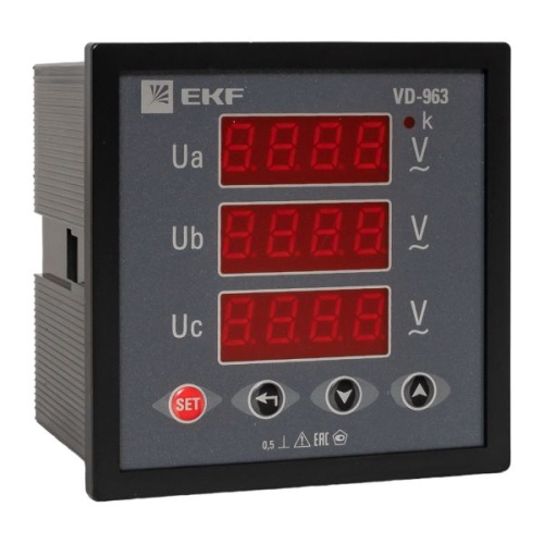 VD-963 Вольтметр цифровой на панель (96х96) трехфазный EKF PROxima VD-963 Вольтметр цифровой на панель (96х96) трехфазный EKF PROxima
