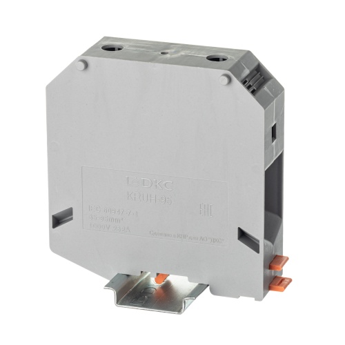 Клемма проходная, винтовой зажим, 2 точки подключения, 95 кв.мм, серая Клемма проходная, винтовой зажим, 2 точки подключения, 95 кв.мм, серая