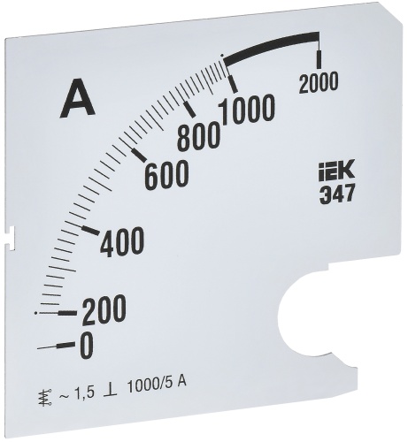 Шкала смен. для амперметра Э47 1000/5А-1,5 96х96мм IEK