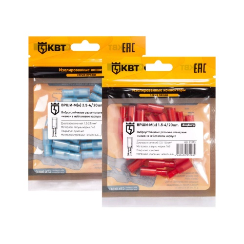 Разъем штекерный изолированный «мама» ВРШИ-М(н) 1.5-4 (20 шт) (КВТ) Разъем штекерный изолированный «мама» ВРШИ-М(н) 1.5-4 (20 шт) (КВТ)
