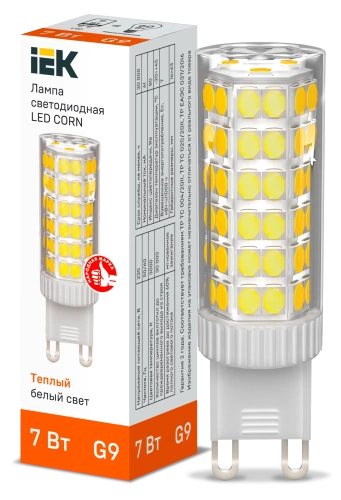 Лампа LED CORN капсула 7Вт 230В 3000К керамика G9 IEK