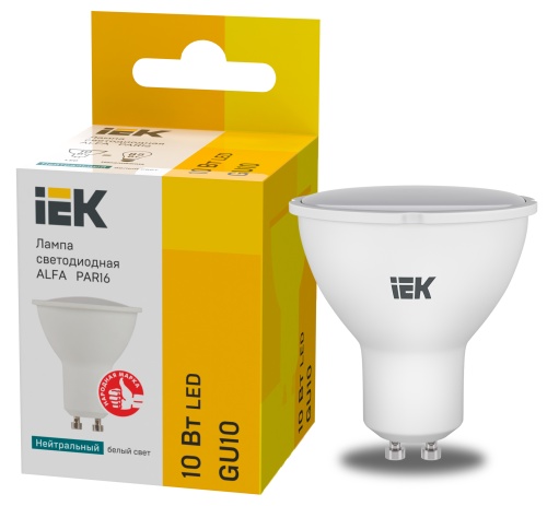 Лампа LED ALFA PAR16 софит 10Вт 230В 4000К GU10 (6шт)IEK