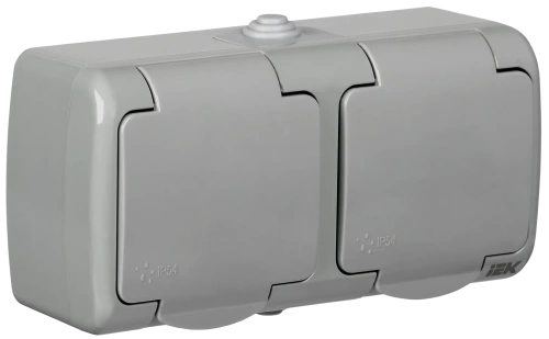 Розетка 2 О/П IP54 с з/к РСш22-2-А 16А IP54 AQUATIC IEK