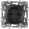 12-2001-05 Эл/ус ЭРА Розетка 2P+E Schuko, 16A-250В, IP20, без м.лапок, Эра12, антрацит